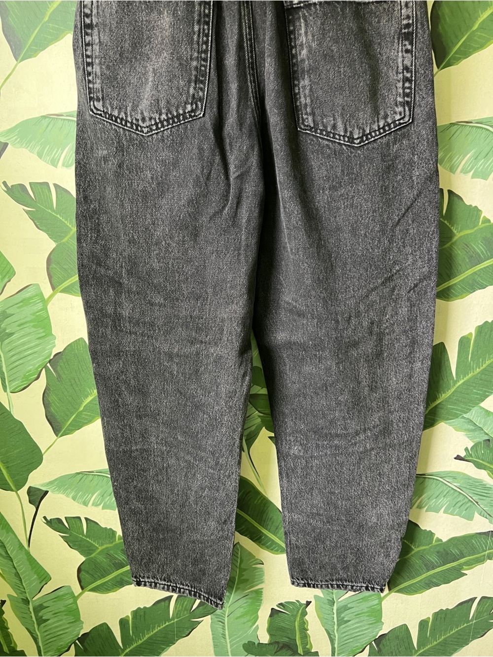 Zara High Rise Paperbag Barrel Jeans Faded Black Womens 6 - Picture 6 of 7